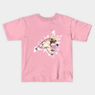 French bulldog with strawberry smoothie, French bulldog lovers Kids T-Shirt